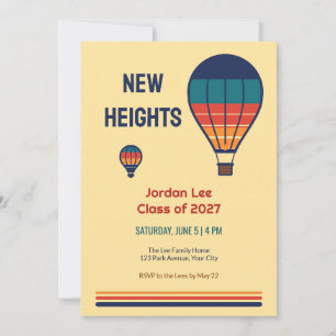 Banded Hot Air Balloon Graduation Invitation