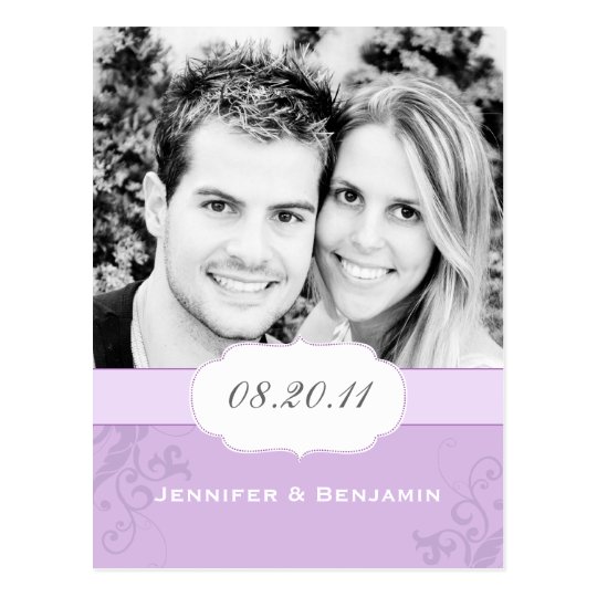 Banded Swirls Save the Date Photo Postcard