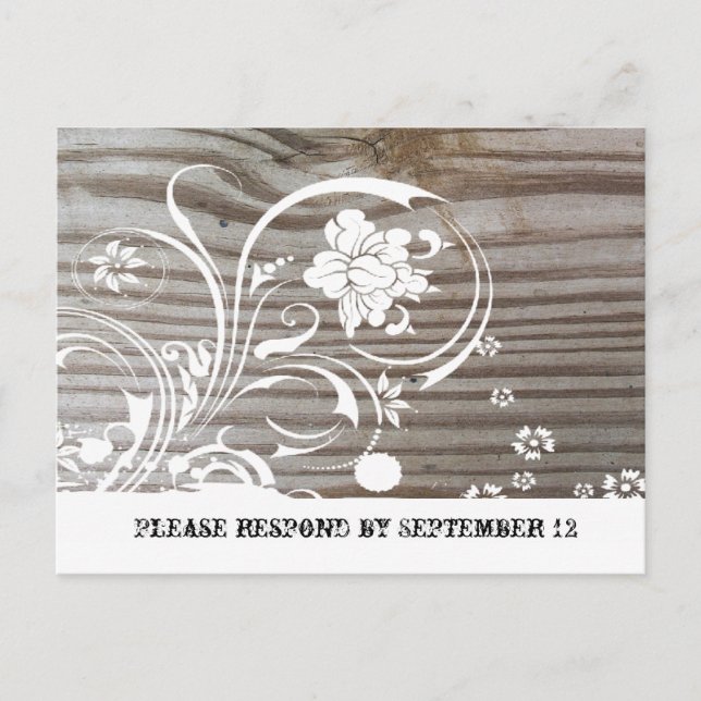 Banded Wood RSVP Invitation Postcard (Front)