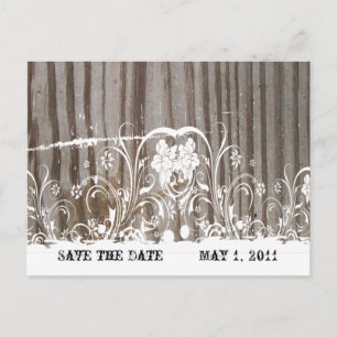 Banded Wood Save the Date Announcement Postcard