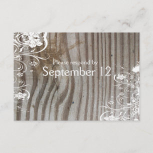 Banded Wood Shabby Chic RSVP with envelopes Card