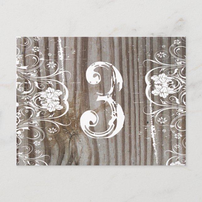 Banded Wood Table Number Postcard (Front)