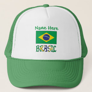 Bandeira do Brasil e Brasil Green Personalisation  Trucker Hat