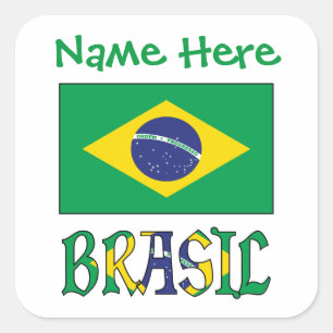 Bandeira do Brasil Personalised Flag Square Label
