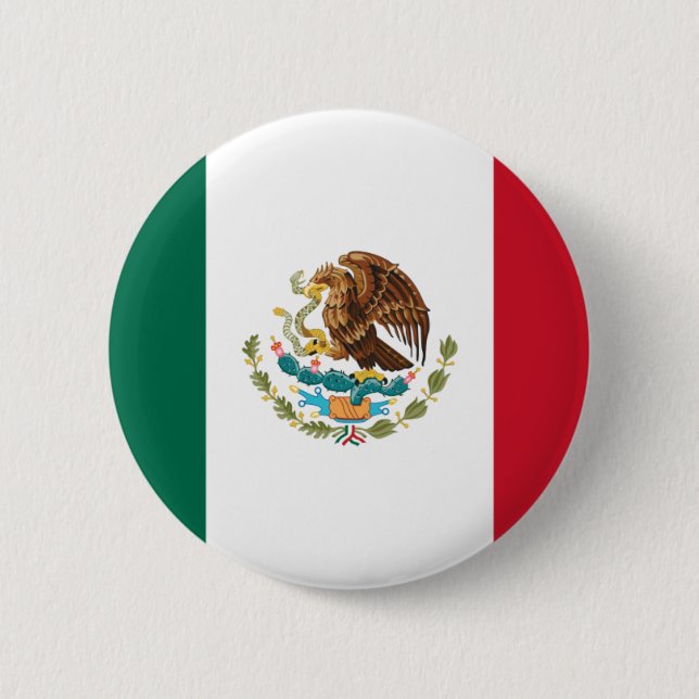 Bandera de México - Flag of Mexico - Mexican Flag 6 Cm Round Badge (Front)