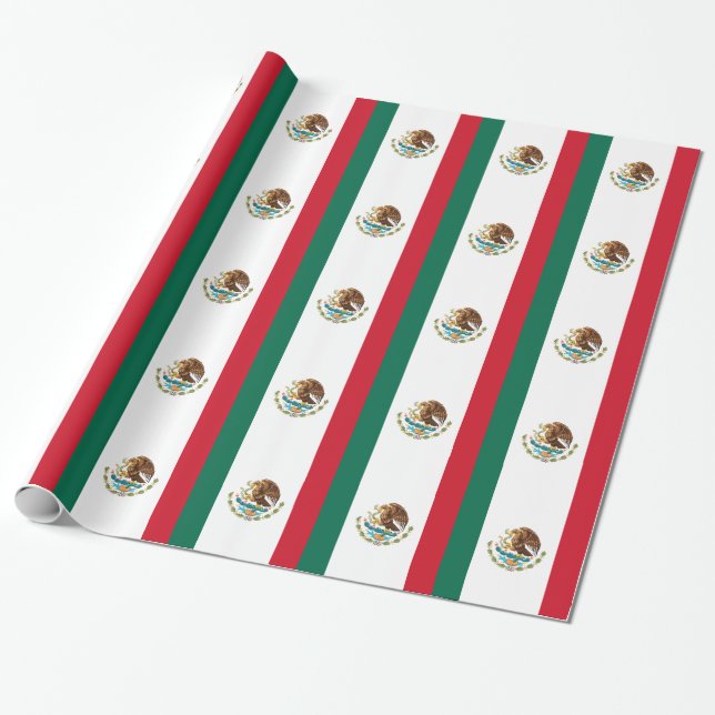 Bandera de México - Flag of Mexico - Mexican Flag Wrapping Paper (Unrolled)