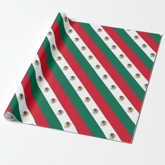 Bandera de México - Flag of Mexico - Mexican Flag Wrapping Paper (Unrolled)