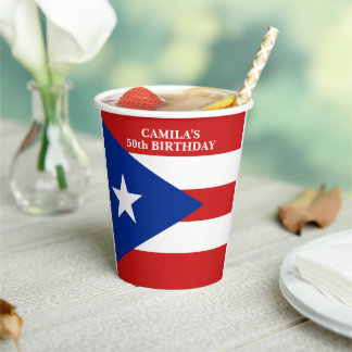 Bandera de Puerto Rico Birthday Party Paper Cups