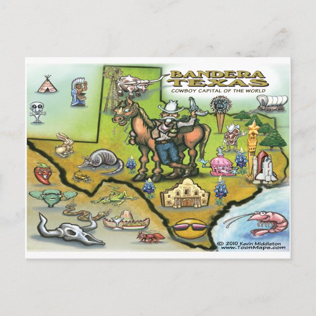 Bandera TEXAS Map Postcard (Front)