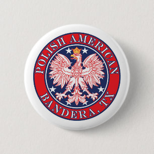 Bandera Texas Polish American Eagle 6 Cm Round Badge