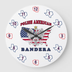 Bandera Texas Polish American Large Clock