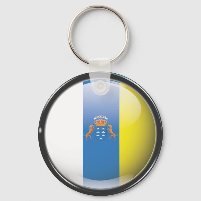 Bandera y escudo de Islas Canarias Key Ring (Front)