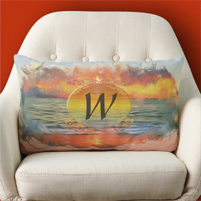 Banderas Bay Sunset 1738 Lumbar Cushion (Creator Uploaded)