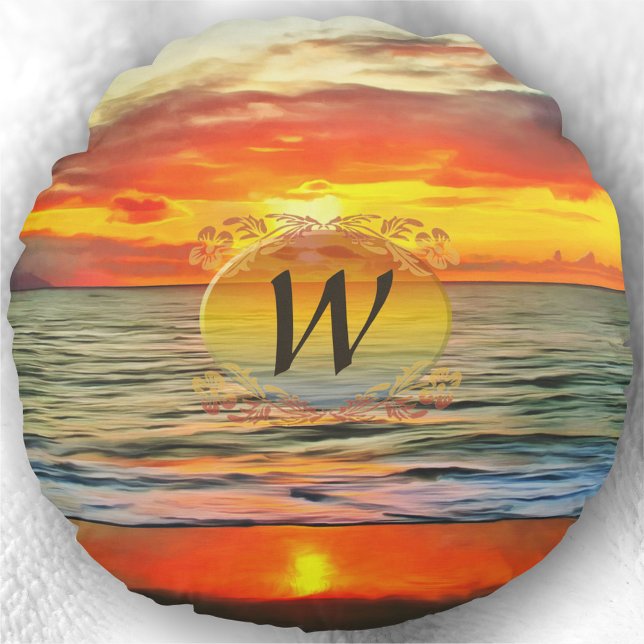 Banderas Bay Sunset 1738 Round Cushion (Creator Uploaded)