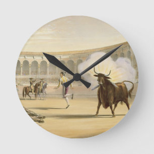 Banderillas de Fuego, 1865 (colour litho) Round Clock