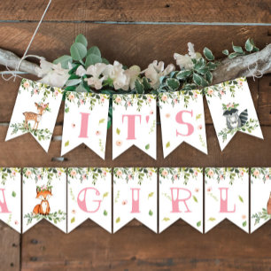Banderines Cartel: It's a Wood Baby Shower Girl Bunting