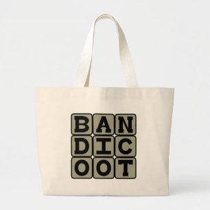 Bandicoot, Marsupial Omnivore Large Tote Bag