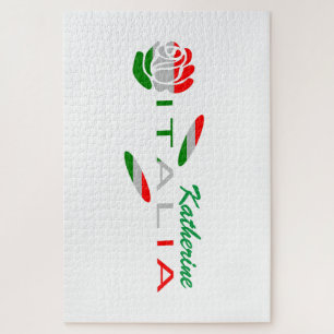 Bandiera d'Italia Rosa Personalised Jigsaw Puzzle