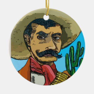 Bandit, Mexico,, add, edit text Ceramic Ornament