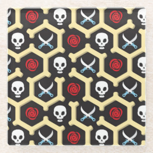 Bandit Theme Pattern Glass Coaster