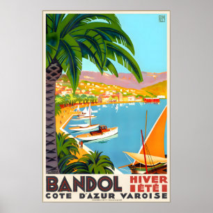 Bandol Cote D'Azur France Travel Poster PLM Chemin
