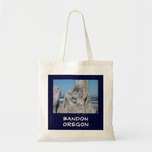 Bandon Oregon Tote Bag Blue Ocean Waves Driftwood