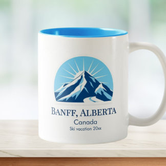 Banff Alberta Canada ski resort souvenir Two-Tone Coffee Mug