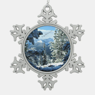 Banff, Alberta, Canada Snowflake Pewter Christmas Ornament