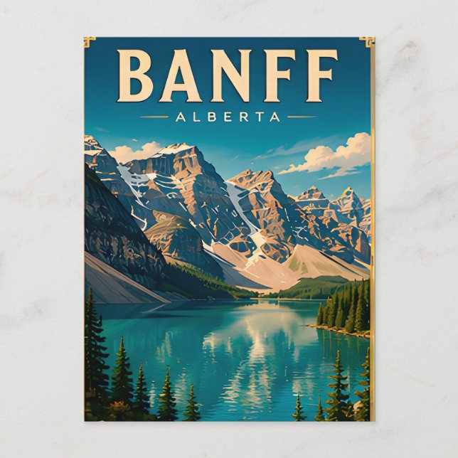 🏔️ Banff Alberta Mountain Lake Postcard (Front)