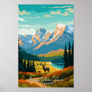 Banff Canada Art vintage travel illustration Poster