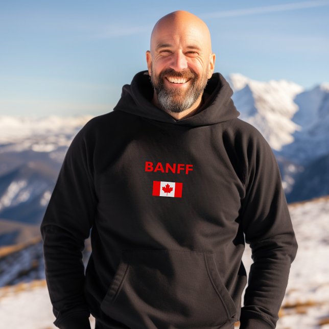 Banff Canada Canadian Flag Dark Color Hoodie (Creator Uploaded)