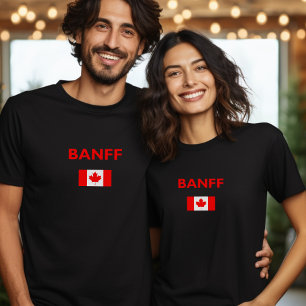 Banff Canada Canadian Flag Dark Colour T-Shirt