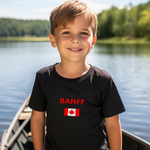 Banff Canada Canadian Flag Dark Colour T-Shirt