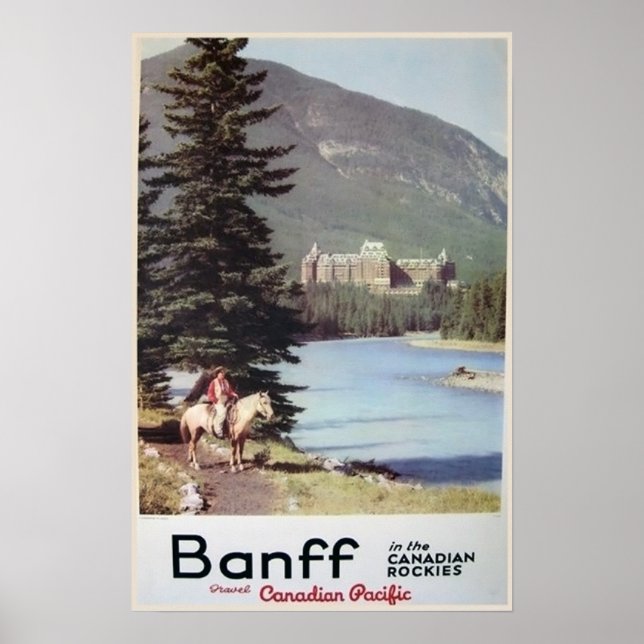 Banff Canadian Rockies Vintage Travel Poster (Front)