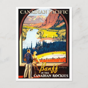 Banff in the Canadian rockies, vintage travel Postcard