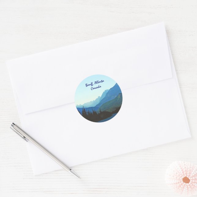 Banff Jasper Blue Classic Round Sticker (Envelope)