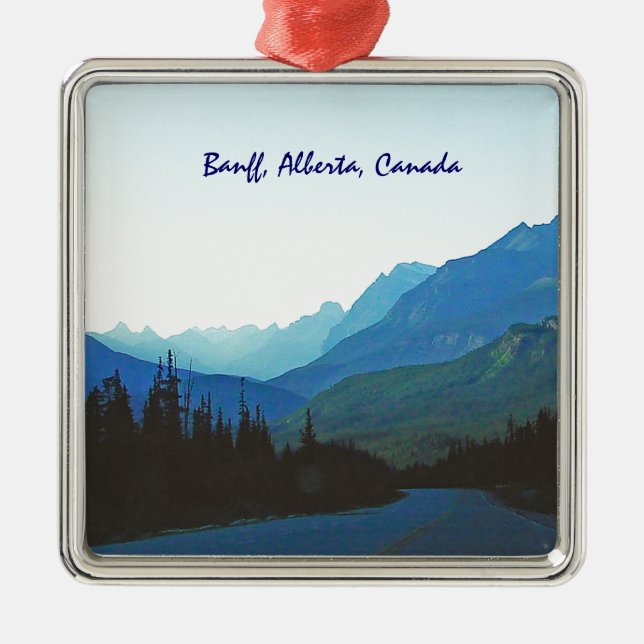 Banff Jasper Blue Metal Tree Decoration (Front)
