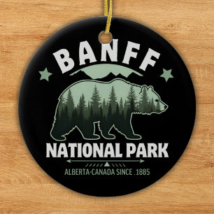 Banff National Park Adventure – Watercolor Bear Ceramic Ornament