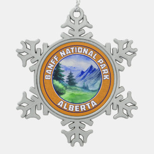 Banff National Park Alberta Canada Snowflake Pewter Christmas Ornament