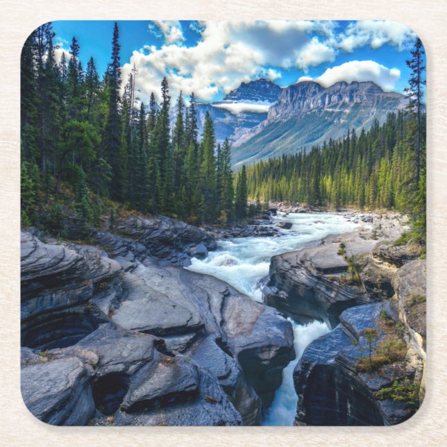 Banff National Park Alberta Canada Square Paper Coaster (Front)