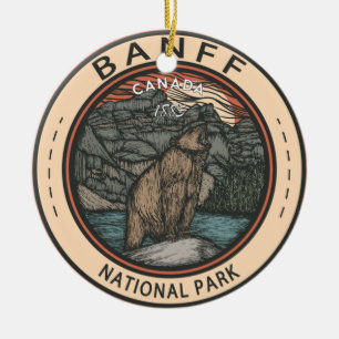 Banff National Park Canada Travel Emblem Vintage Ceramic Ornament