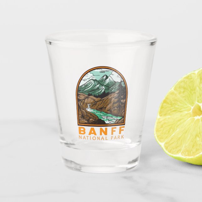 Banff National Park Canada Travel Vintage Shot Glass (Front)