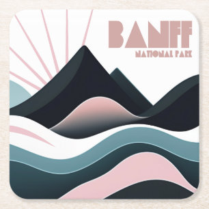 Banff National Park Colored Hills Square Paper Coaster