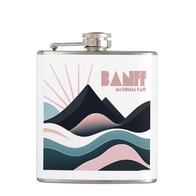 Banff National Park Coloured Hills Hip Flask (Front)