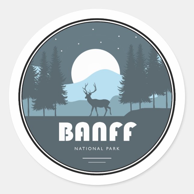 Banff National Park Deer Classic Round Sticker (Front)