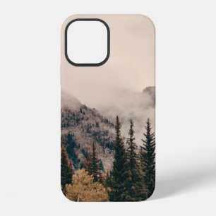 Banff national park foggy mountains and forest in iPhone 12 case