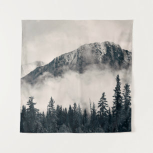 Banff national park foggy mountains and forest in  tapestry