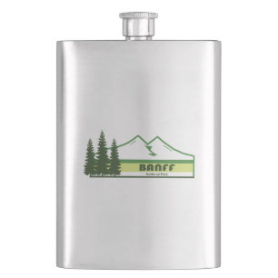 Banff National Park Green Stripes Hip Flask