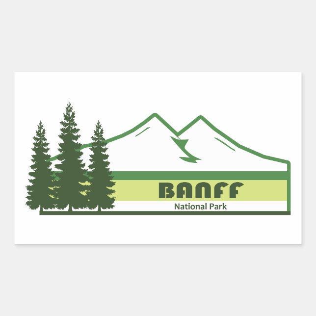 Banff National Park Green Stripes Rectangular Sticker (Front)