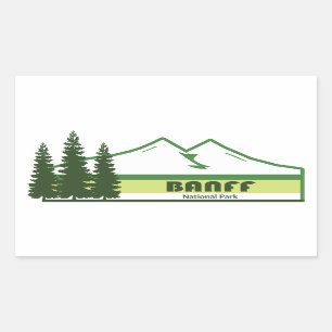 Banff National Park Green Stripes Rectangular Sticker